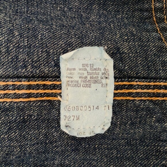 Levis Rare Vintage SF 207 Orange Tab Denim Blue Jeans Overalls Unisex Sz 12 - Picture 8 of 16